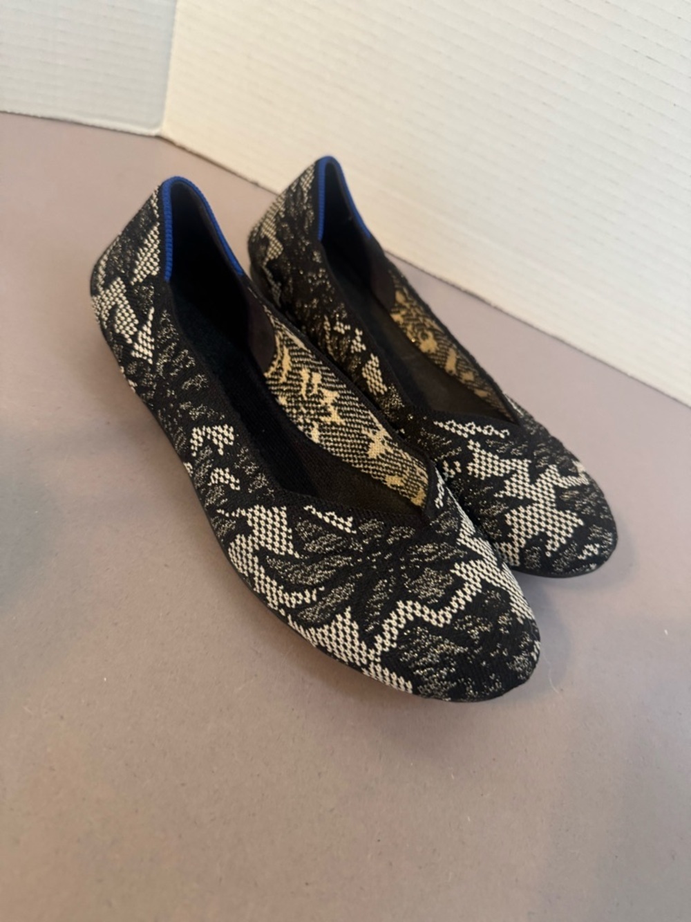 Rothy's Black and White Knit Ballet Flats